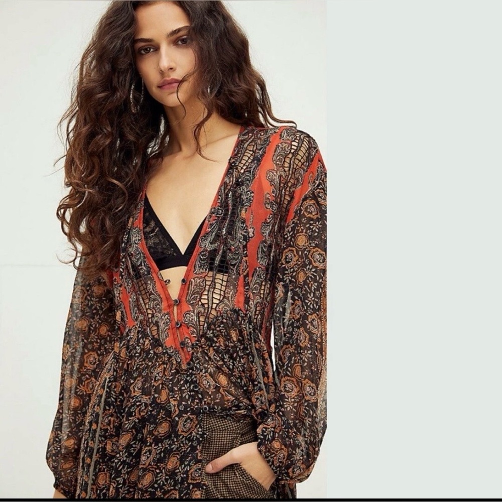 Free People Free Flowing
Printed Maxi SemiSheer Top Tunic Boho Dress - Picture 3 of 9